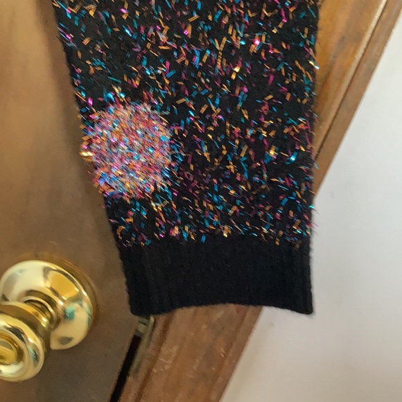 Offer $10 Apt 9 black multi color metallic accent polka dot retro sweater L - Picture 7 of 17